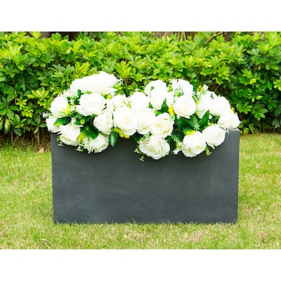 31"L Rectangular Charcoal Concrete/Fiberglass Indoor Outdoor Modern Planter - 31"L x 15"W x 15"H