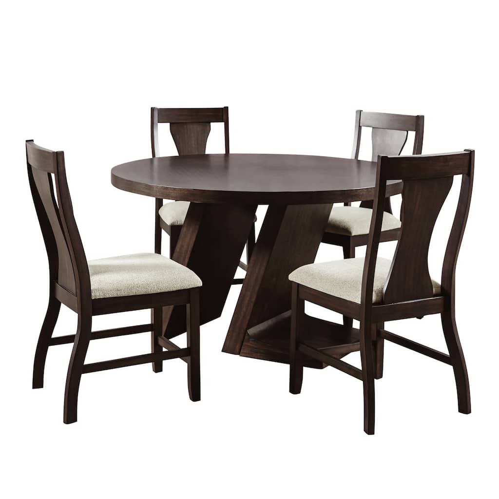 5 Piece Dining Set with Round Tabletop in Espresso