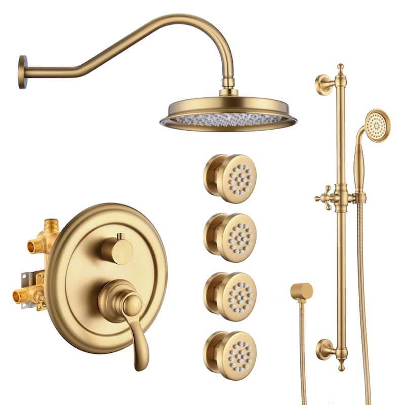 PROOX 9" Rain ShowerHead Body jet System with handheld shower Rough-in Valve