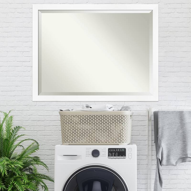 Beveled Wall Mirror - Cabinet White Narrow Frame - Cabinet White Narrow