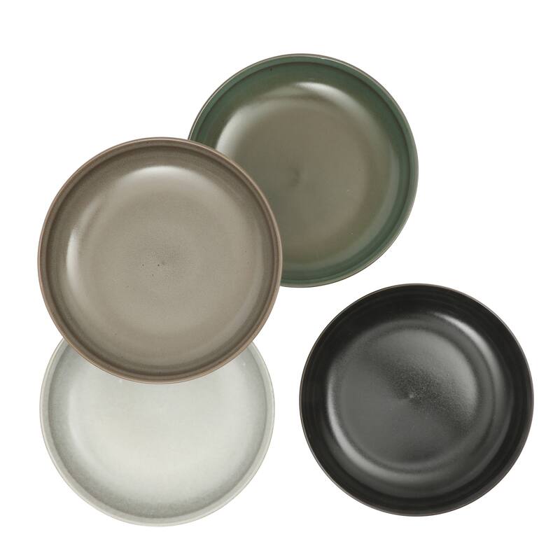 Gibson Elite Beckett 4-Piece Dinner Bowl Set - Reactive Glaze Stoneware - Shallow Pasta Bowls