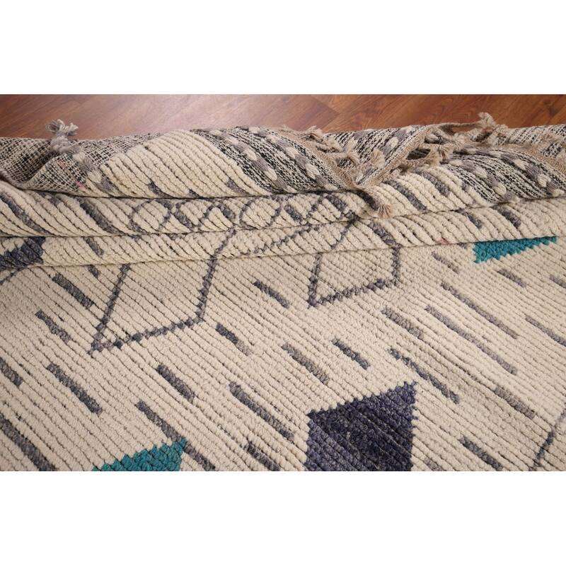 All-Over Geometric Moroccan Oriental Area Rug Handmade Wool Carpet - 8'9"x 13'1"