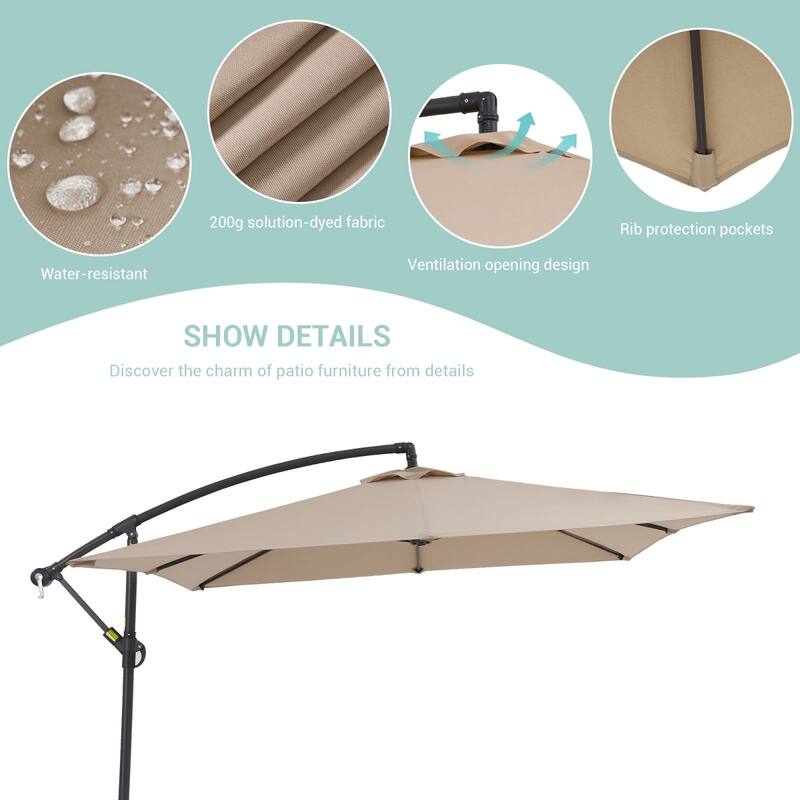 Bonosuki 8.2 x 8.2Ft Patio Offset Umbrella w/ Weighted Base