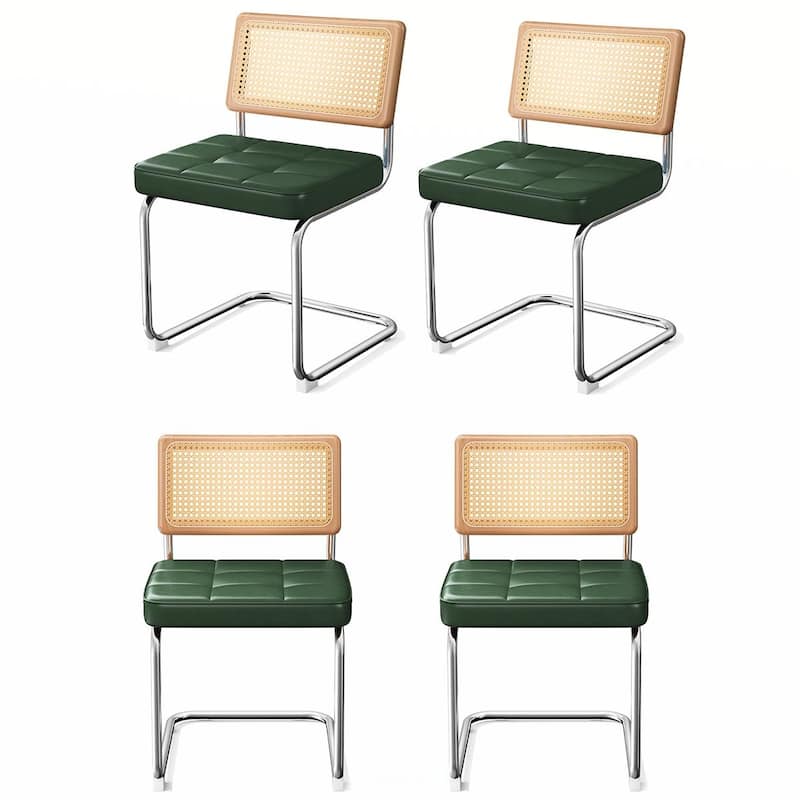 Rattan 4PCS Dining Chairs With PU Upholstered