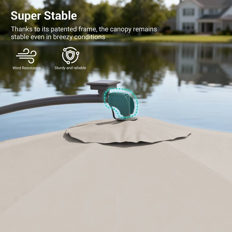 Sonkuki Outdoor 10FT LED lighted Patio Offset umbrella for Garden