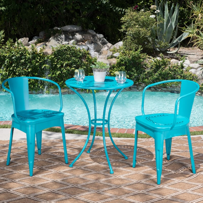 Roomfitters 3-Piece Metal Bistro Set, Outdoor Patio Table and Chairs for Balcony, Garden or Deck