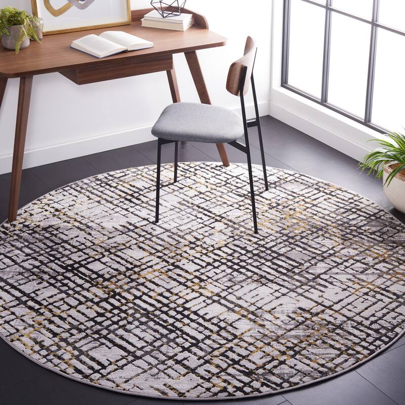 SAFAVIEH Amelia Jene Modern Rug - 6'7" Round - Grey/Gold