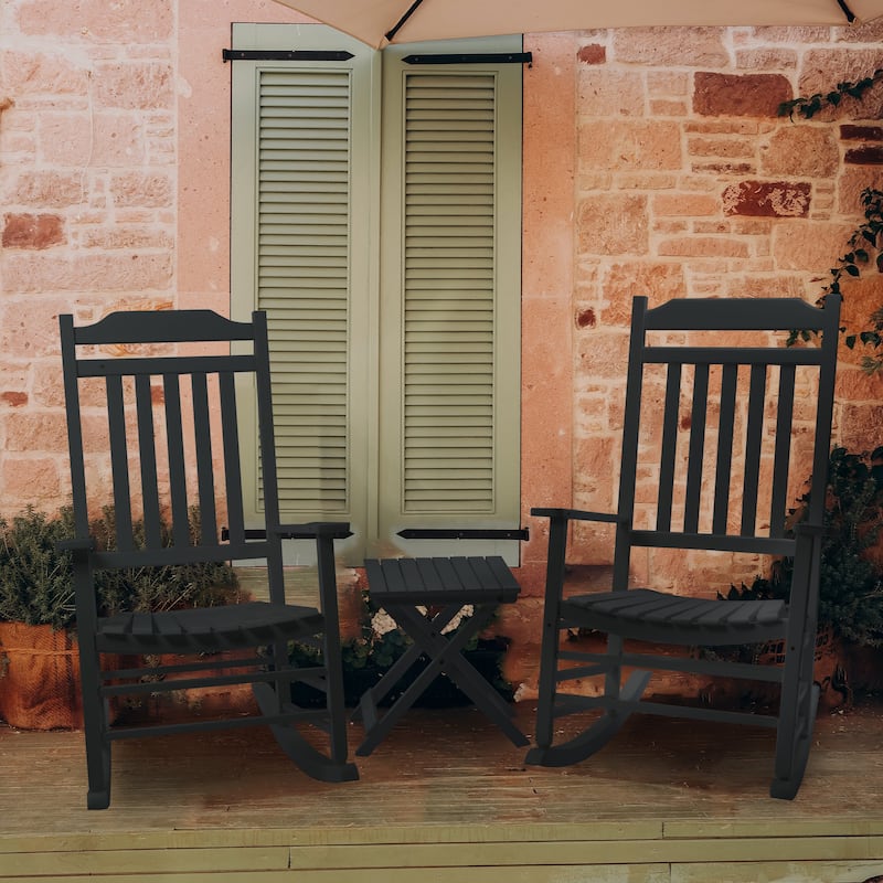 Kozyard High Back Slat Solid Wood Porch Rocking Chair