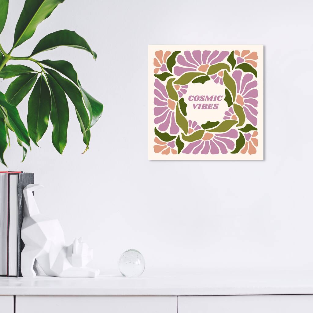 Wynwood Studio Canvas Typography and Quotes Cosmic Vibes Florals Purple Modern & Contemporary Wall Art Canvas Print