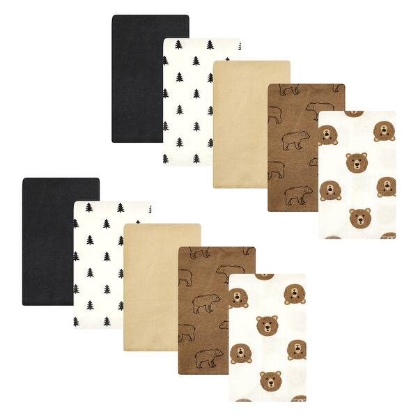 slide 1 of 1, Hudson Baby Cotton Flannel Burp Cloths, Brown Bear 10 Pack, One Size - Brown Bear 10 Pack - One Size One Size - Brown Bear 10 Pack
