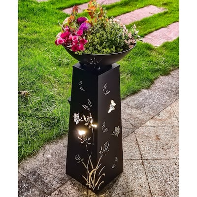 LED Solar Powered Metal Butterfly Planter Holder - 27"