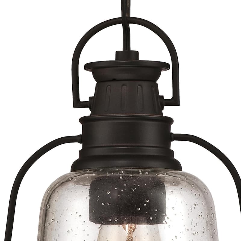 Westinghouse Brynn One-Light Outdoor Pendant, Oil Rubbed Bronze Finish with Highlights and Clear Seeded Glass - 1-Light