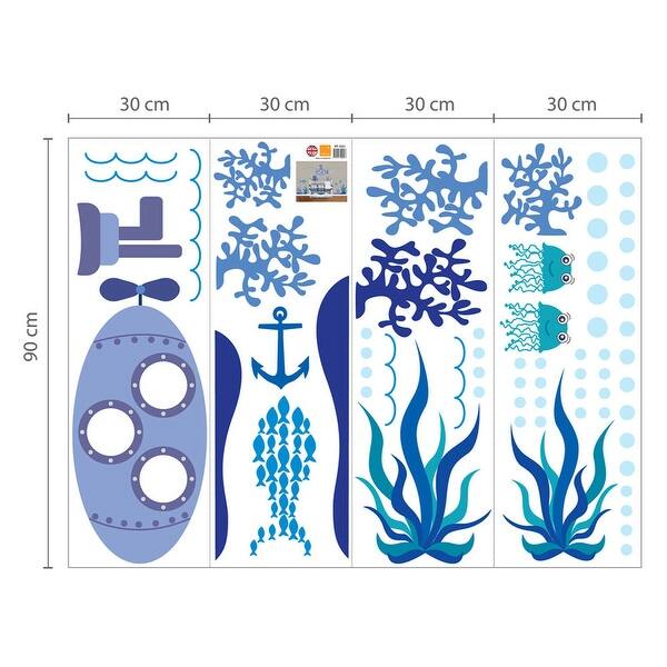 dimension image slide 0 of 2, Walplus Kids Ocean World with Frames Wall Sticker Nursery Decor Decal