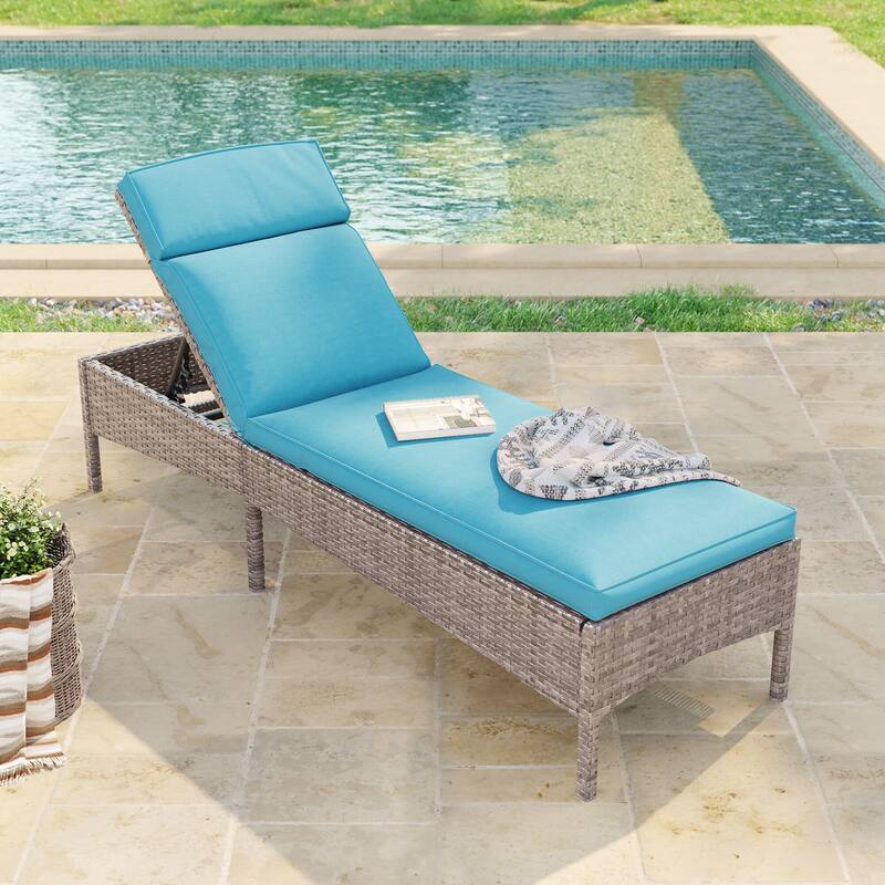 BONOSUKI Lounge Chaise Patio Rattan Chair Adjustable Inclination Angle