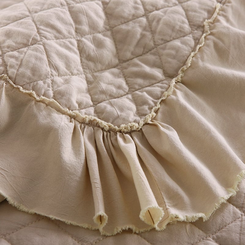 3 Piece Ruffle Quilt Set Lightweight Bedspreads Coverlet
