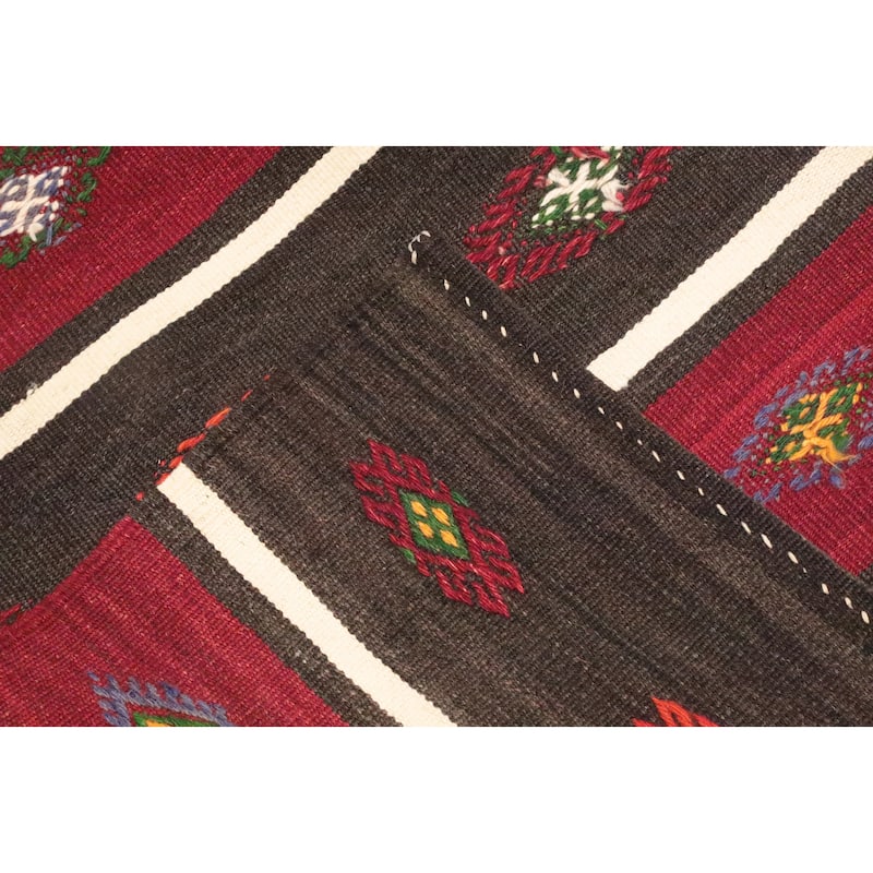 Hand Woven Oriental 100% Wool Carpet Southwestern Tribal Red Kilim Area Rug - 10' 5'' X 6' 0''