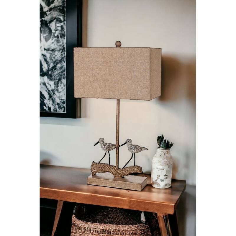 HomeRoots Set of Two 30" Brown Sand Piper Bird Table Lamps With Brown Shade - 11.5 - 11.5