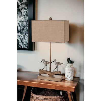 HomeRoots Set of Two 30" Brown Sand Piper Bird Table Lamps With Brown Shade - 11.5