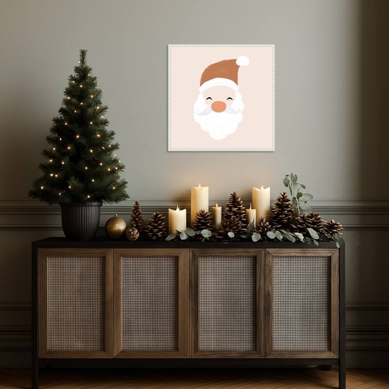 Santa by Orara Studio Framed Canvas Wall Art Print - Sylvie Beaded White