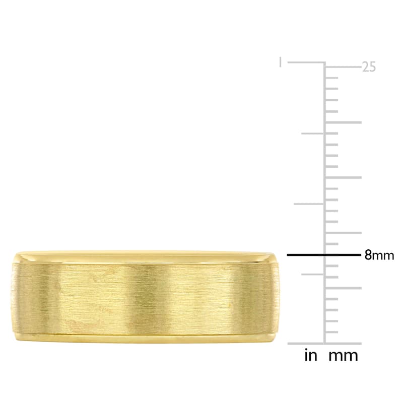 Miadora 8mm Mens Brushed Finish Wedding Band in 14k Yellow Gold