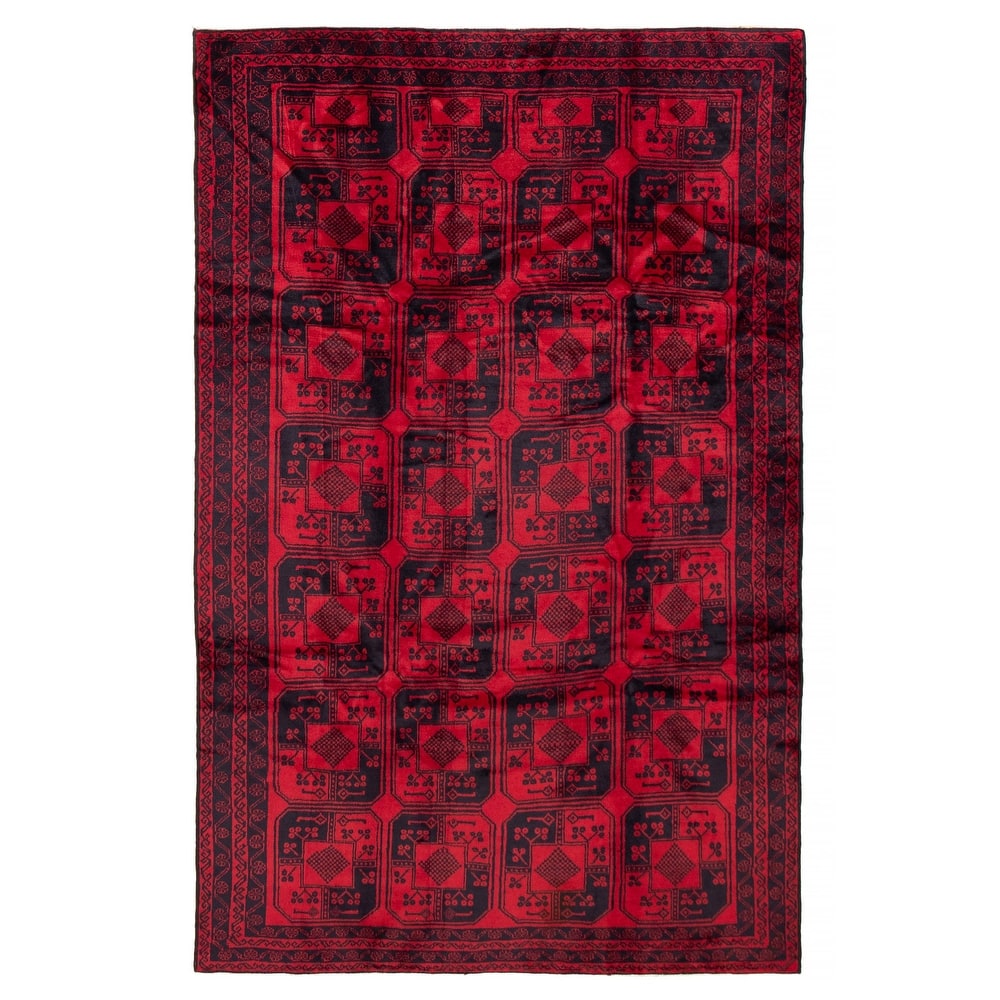 ECARPETGALLERY Hand-knotted Teimani Red Wool Rug - 6'3 x 9'8