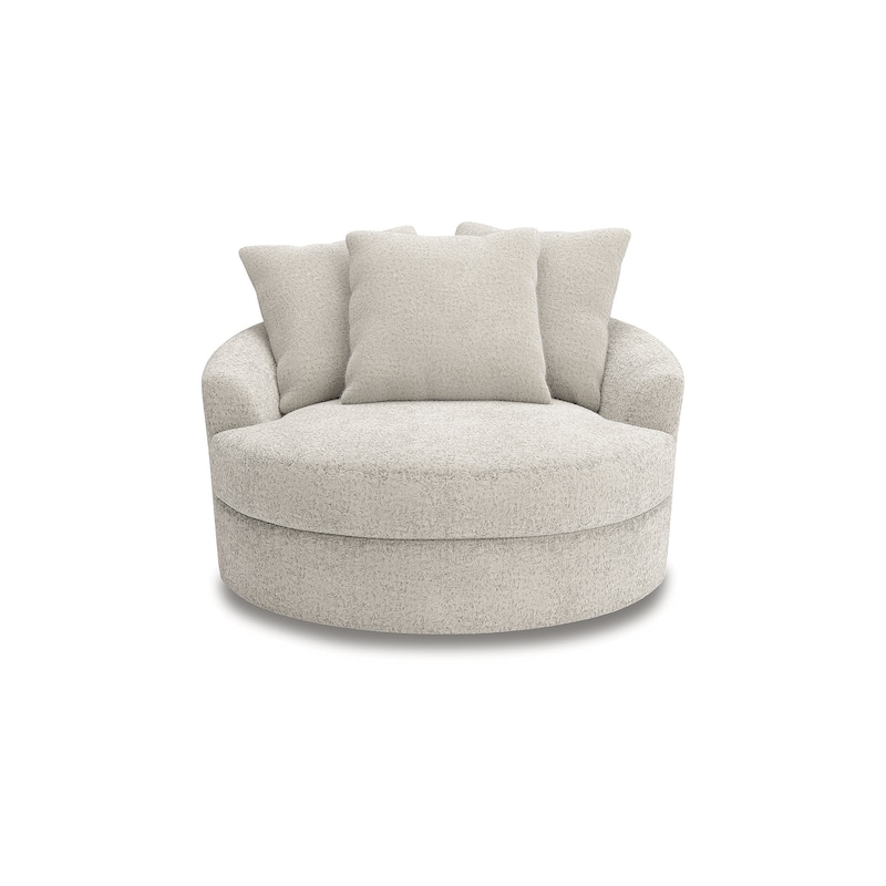 Signature Design by Ashley Snodoodle Beige Oversized Swivel Accent Chair - 58" W x 54" D x 39" H