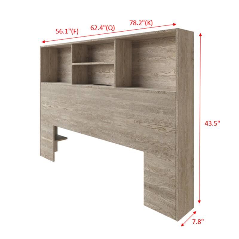 Clayfell Pomona Freestanding Storage Headboard with Shelving