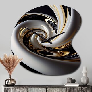 Gold Black And White Stained Glass III - Abstract Spirals Wall Clock in ...