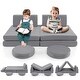 preview thumbnail 1 of 8, Gymax 6PCS Modular Kids Foam Play Couch Set w/Washable Covers Grey