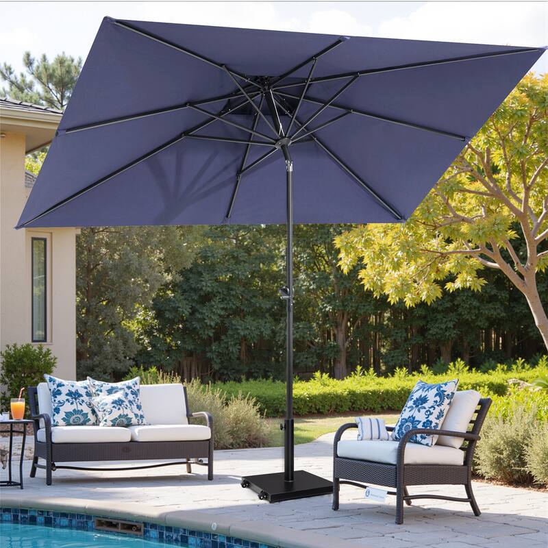 Pellebant Outdoor 9 x 5 FT Patio Market Umbrella Rectangular with Wheels Base Stand