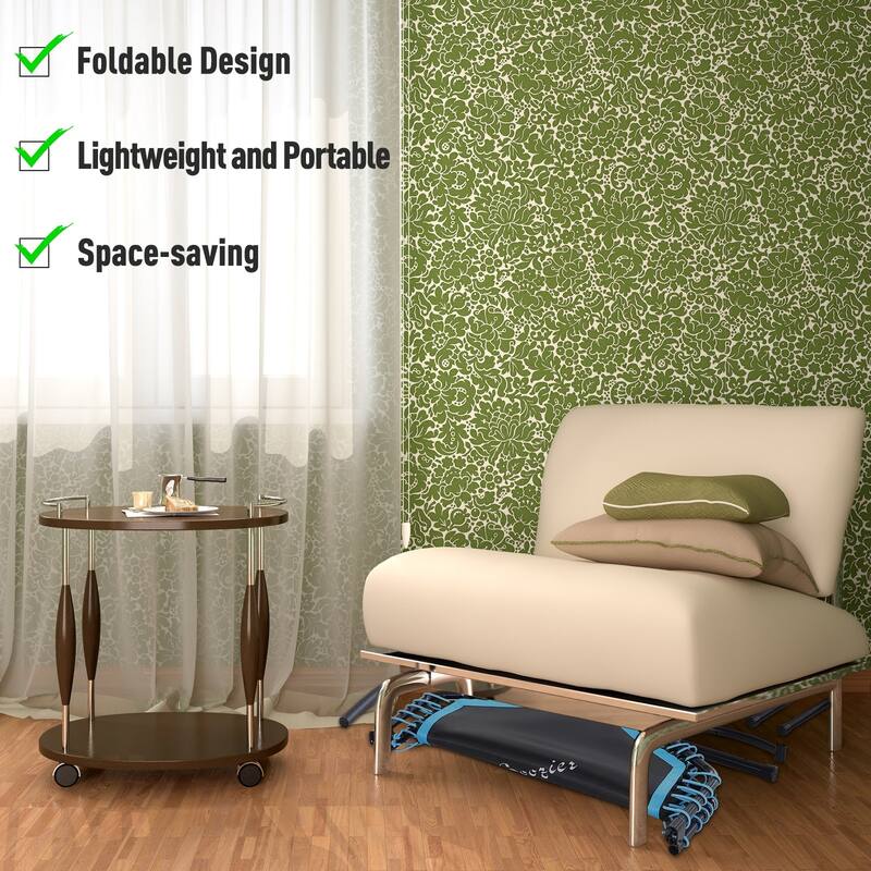 Foldable Fitness Trampoline for Adults with 3-Level Adjustable Handle - 41.25" L x 24.5" W x 4.75" H