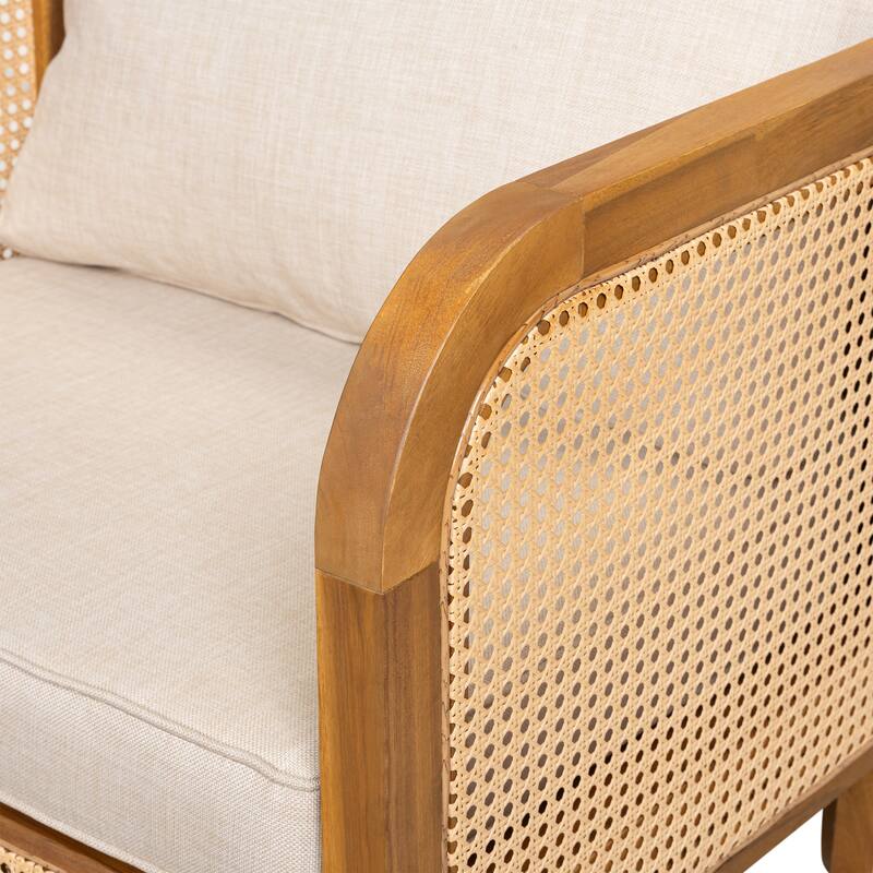 Christopher Knight Home - Isabella Outdoor Patio Acacia Wood Wicker Armchair with Cushions