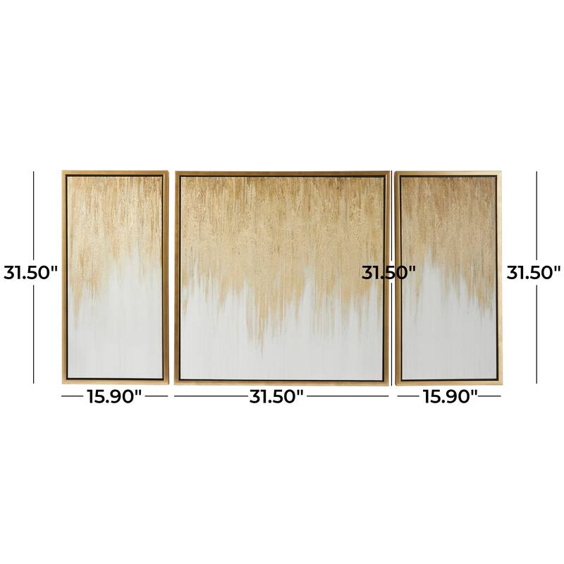 Gold Canvas Ombre Geode Framed Wall Art with Gold Frame (Set of 3)