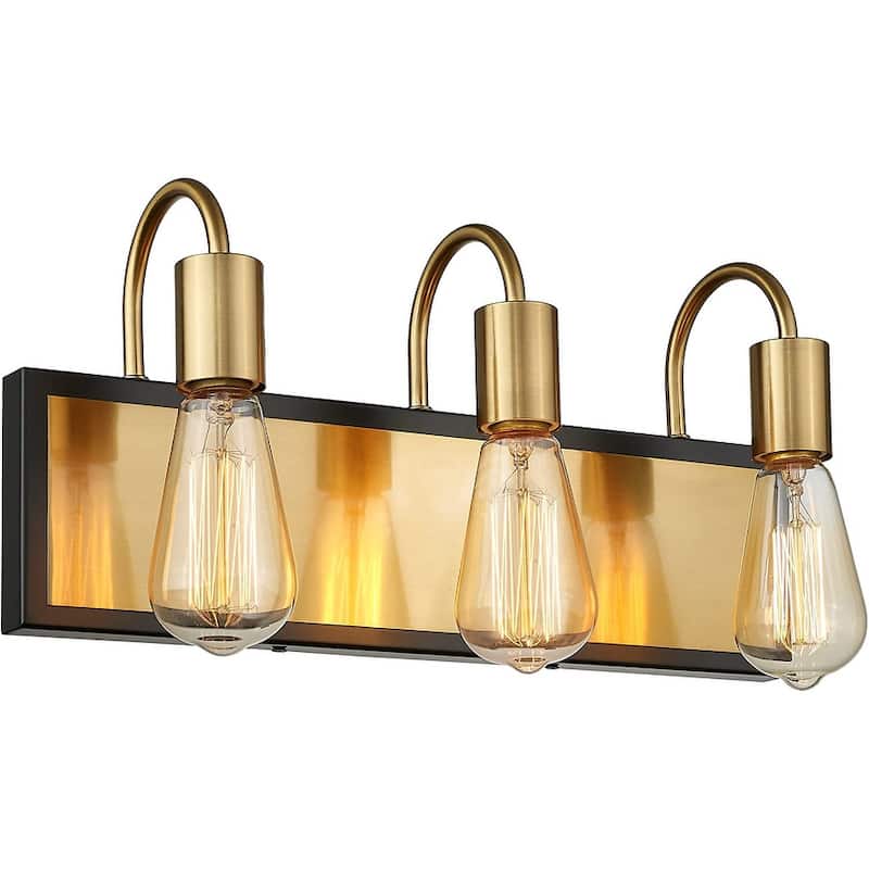 Modern Bathroom Vanity Light with Brushed Gold and Black Finish - 3-Light