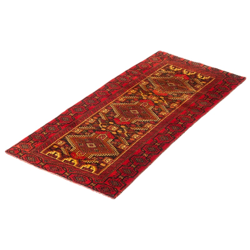 ECARPETGALLERY Hand-knotted Teimani Red Wool Rug - 2'10 x 6'1