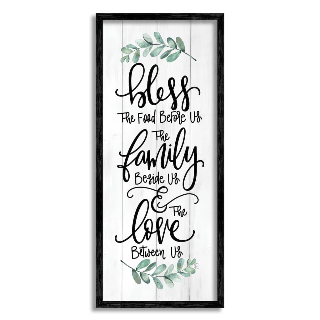 Stupell Bless This Family Religious Kitchen Phrase Plank Pattern Framed Wall Art, Design by Fearfully Made Creations - Off-White