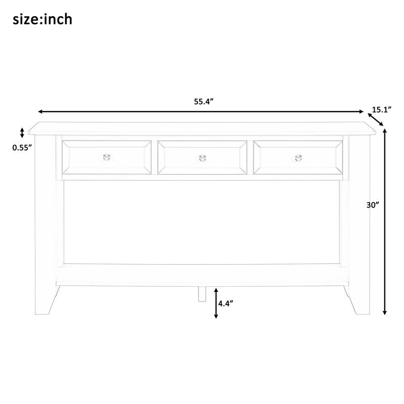 Modern Entryway Console Table with 3 Storage Drawers and Lower Shelf by Harper&Bright Designs