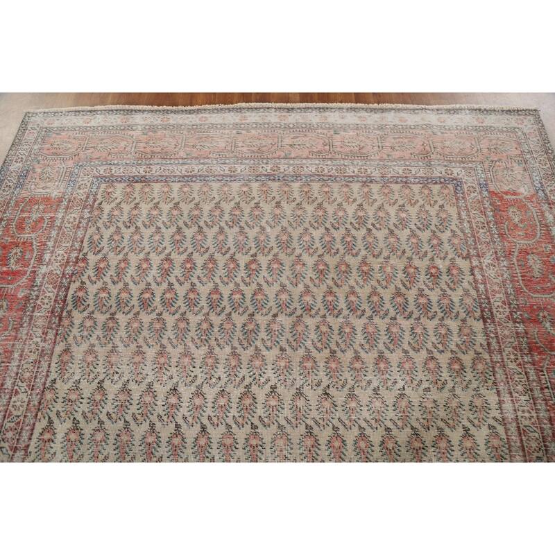 Hand-knotted Distressed Boteh Botemir Persian Area Rug Wool - 7'6" x 10'7"