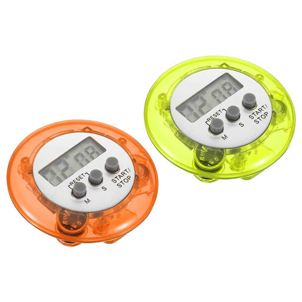 Round Digital Timer, Count Down UP Clock with Magnetic, LCD Display Green Orange - Green Orange