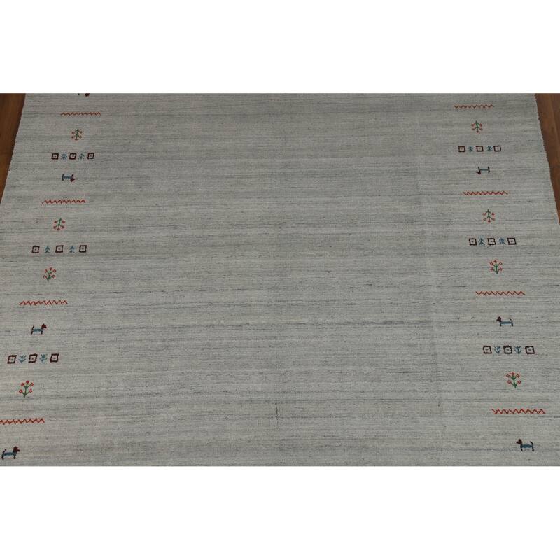 Hand Knotted Oriental 100% Wool Carpet Tribal Tribal Greys & Charcoal Gabbeh Area Rug - 9' 9'' X 8' 0''