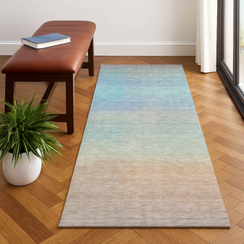 Premium Washable Super Soft Solid Ombre Mayfield Rug - Sky - 2'3" x 7'6"