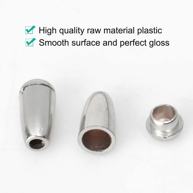 6pcs Plastic Bell End Stopper with Lid Cord Rope Lace Lock Lanyard Rope Fastener - Silver Tone