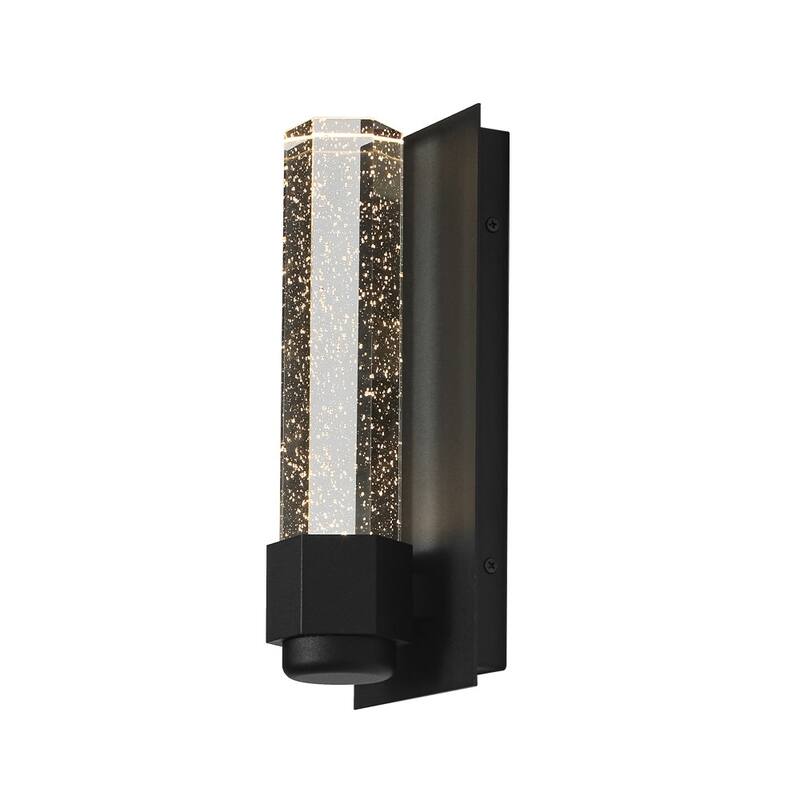 1-Light Bubble Crystal Linear Tube Dimmable LED Vanity Wall Lamp - Black