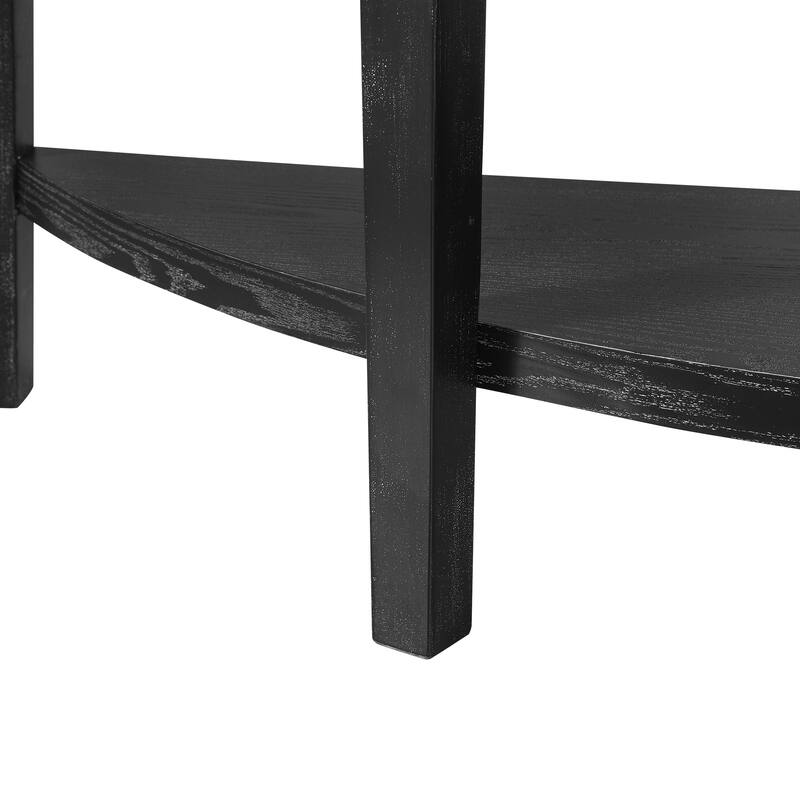 Half Moon Curved Console Table 55.1-Inch Wooden Entry Sofa Table Accent Table with Open Shelf for Living Room, Entryway