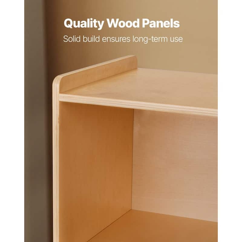 Brown Wooden Montessori Bookshelf with 5 Compartments and Top Shelf - 44.88 x 11.81 x 24.02 in