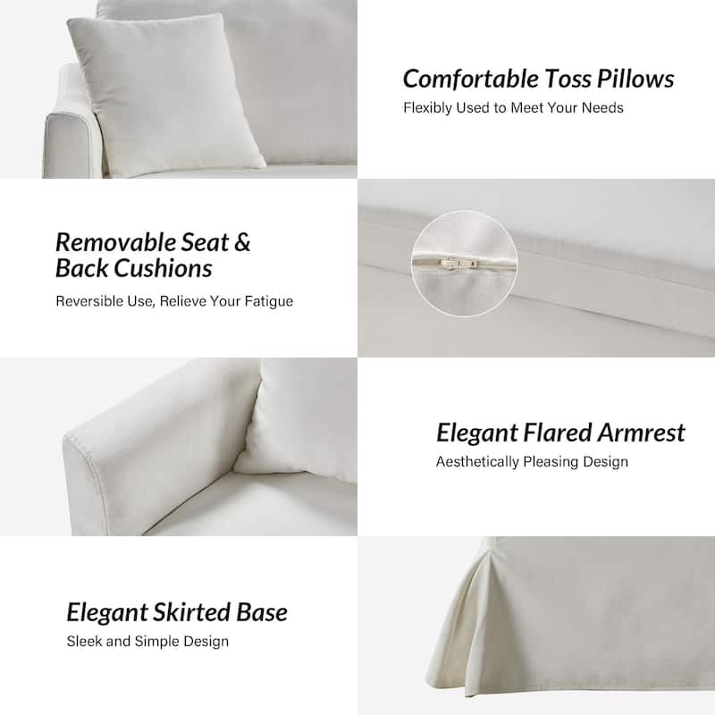 Volkhard 80.5" Modern Slipcovered Sofa With Removable Back Cushion By HULALA HOME