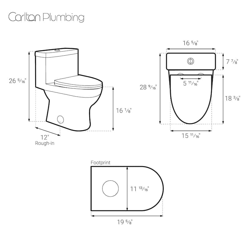 Bidetelli One-Piece Elongated Toilet Dual-Flush 1.1/1.6 Gpf - 28.55" x 15.7" 26.3"