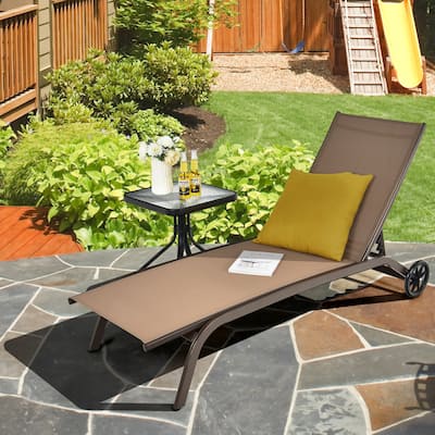 Patio Lounge Chairs Outdoor Chaise Lounge with 6 Adjustable Positions