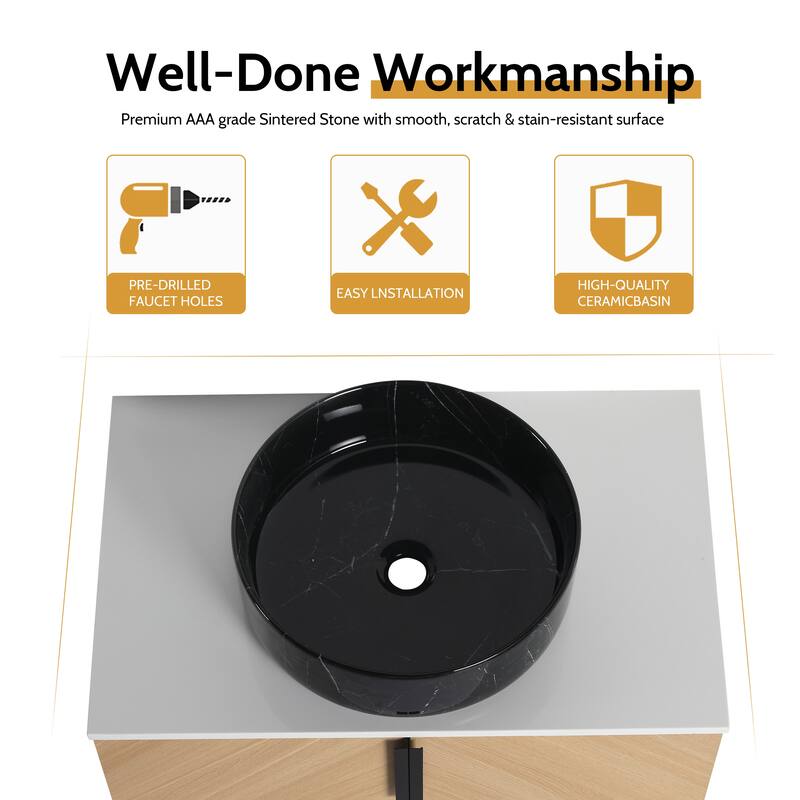 Bathroom Vanity With Sink In 30/36 Inch, Floating Bathroom Vanity With 2 Soft Close Doors