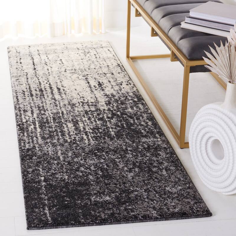 SAFAVIEH Retro Klazina Modern Abstract Rug - 2'3" x 8' Runner - Black/Light Grey
